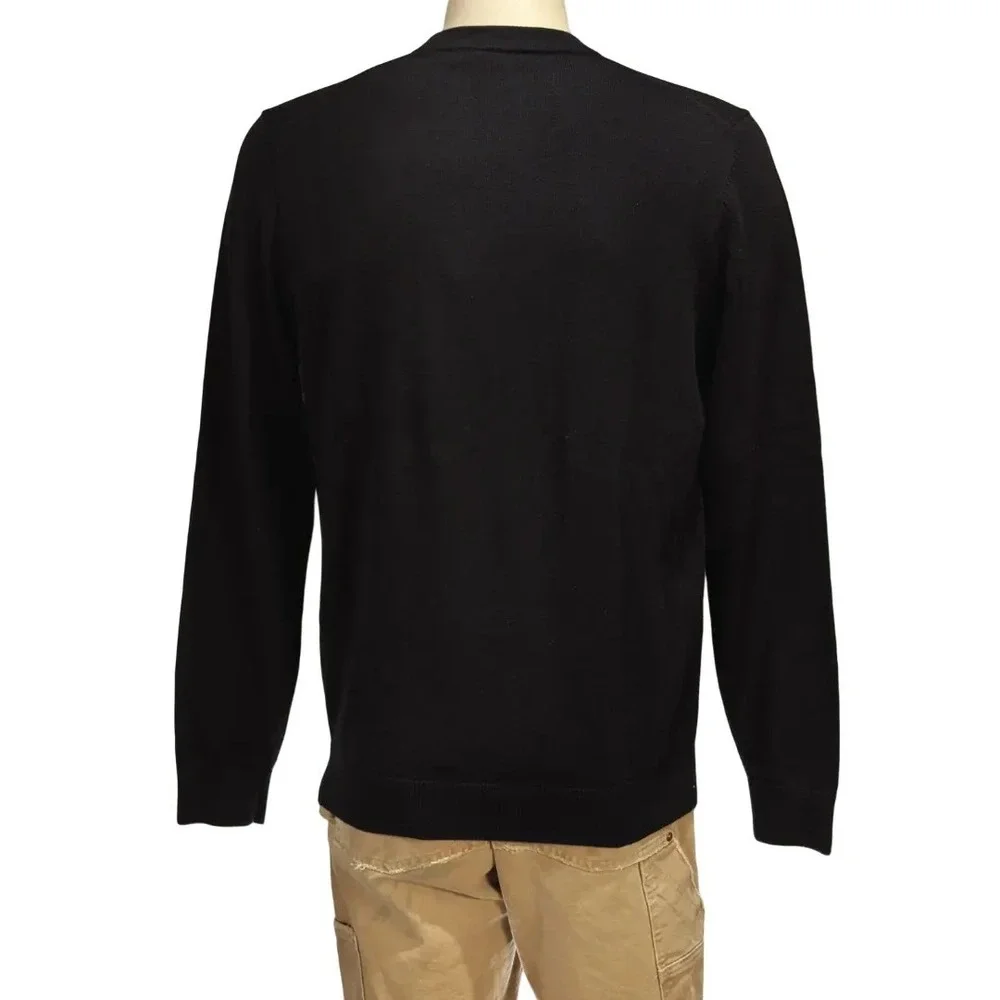 HUGO Boss Cassius Men's Black Cotton Crewneck Sweater Red Logo Sz L NWT $120 - Picture 6 of 9